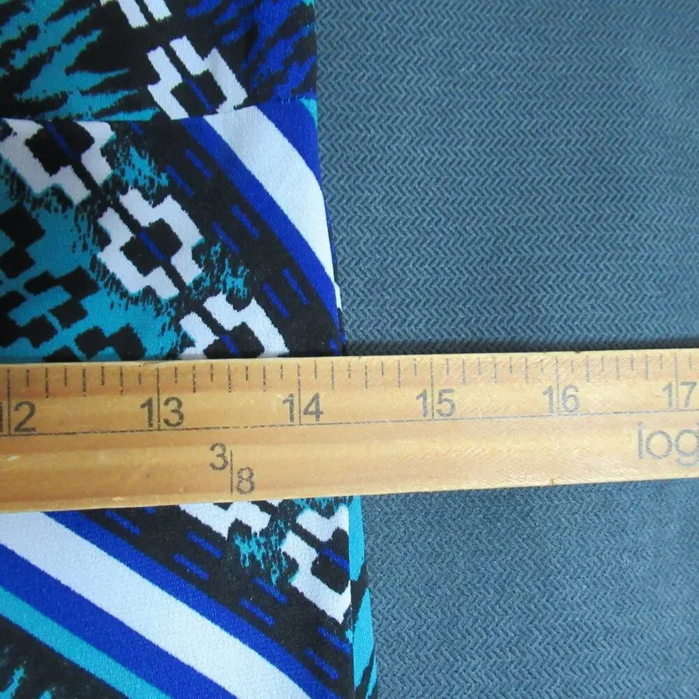 Rafaella Dress Womens Small Blue Geometric Sleeveless Maxi Resort Beachy Sexy